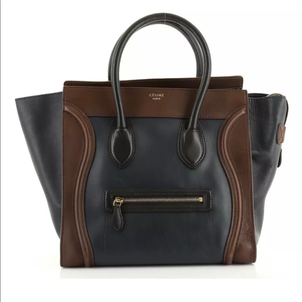 Celine Women's Tri Color Leather Mini Luggage Tote